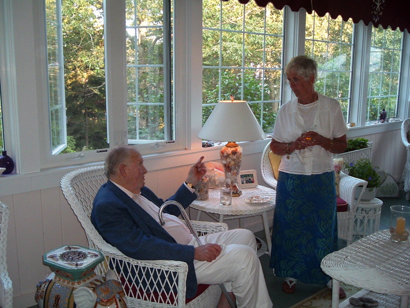 Peter, Joan on porch shower 042